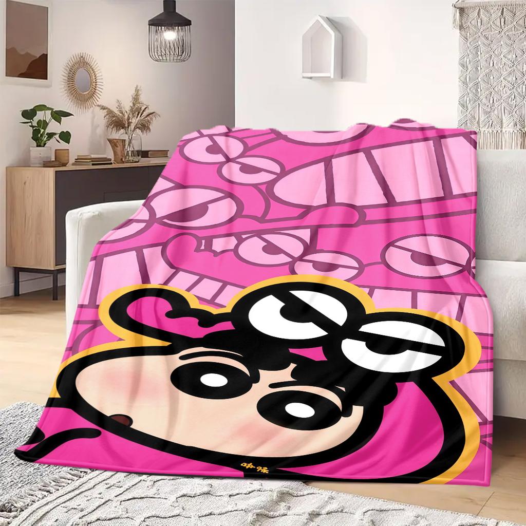 Shinchan Anime Print Blanket Warm Comfortable Flannel Blanket Suitable for Bedrooms, Sofas, Beds, Chairs, Picnics, Travel