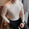 Men's Korean-Style Slim Fit High Neck Sweater - Warm Knitwear for Autumn/Winter