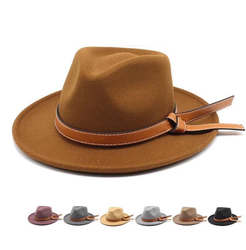 Felt Hat Top Hat Woolen British Trendy Hat Woolen Western Style Belt Jazz Hat