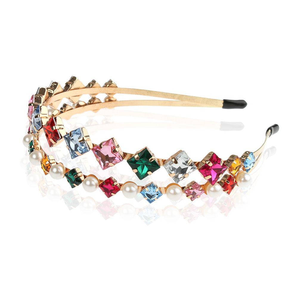 New Party Jewelry Gifts Baroque Style Head Wrap Rhinestone Headband Pearl Hair Band Gem Crystal