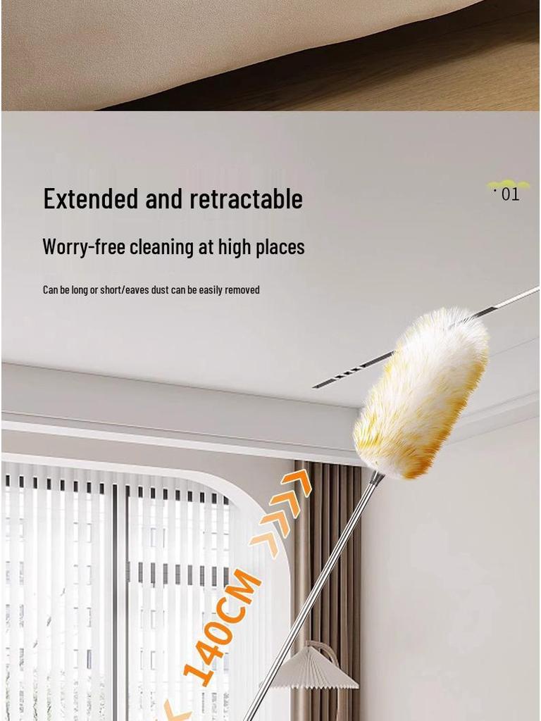 Electrostatic Wool Duster for Spring Cleaning - Removes Dust from Household Surfaces and Ceilings