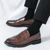 Fashion Retro Penny Loafers New Men's Pointed Leather Brogues Shoes Male Designer Formal Wedding Prom Dress Homecoming Footwear