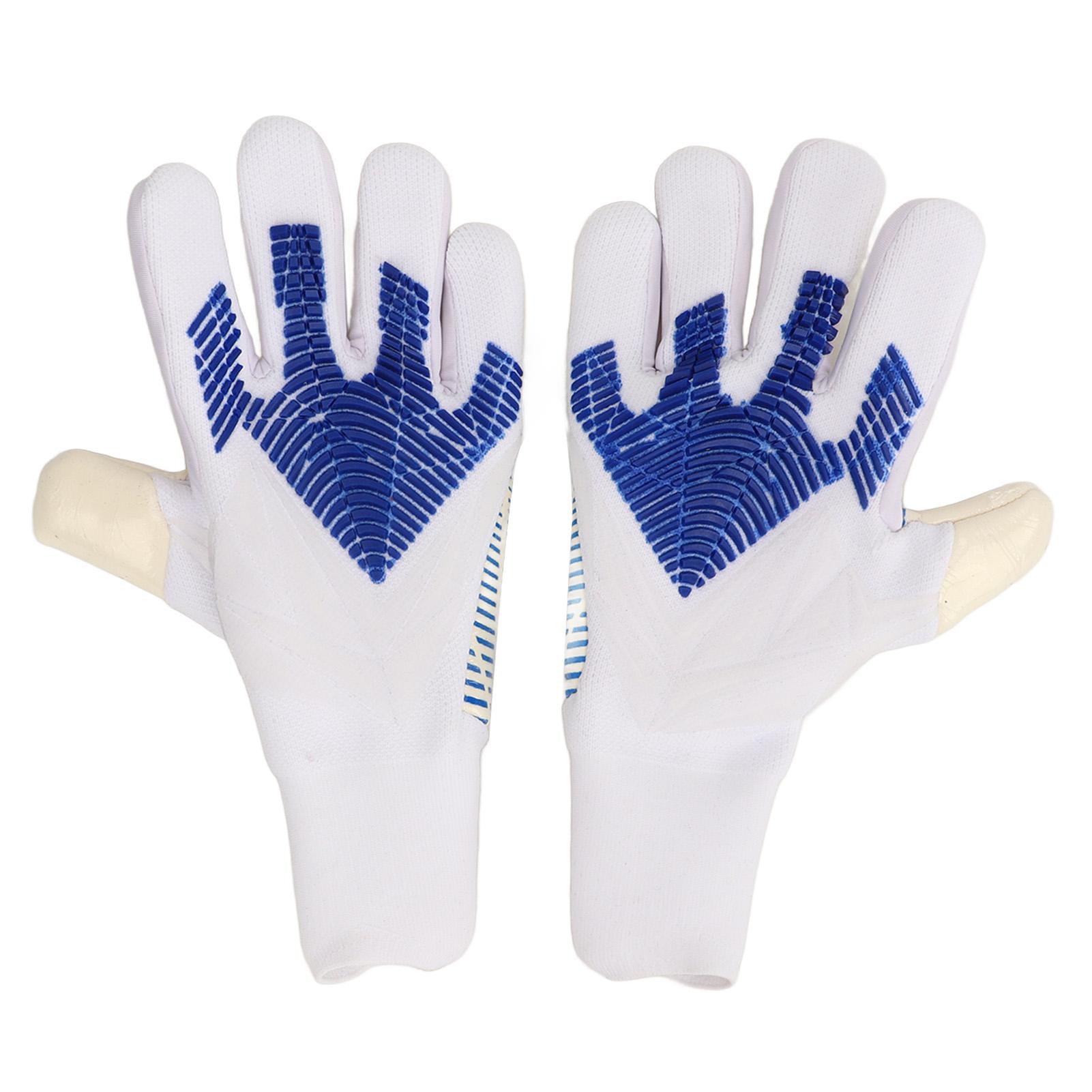 One Pair Football Goalkeeper Gloves with Strong Palm Grip Finger Protection Non Slip Latex and Nylon Breathable Soccer Size 8