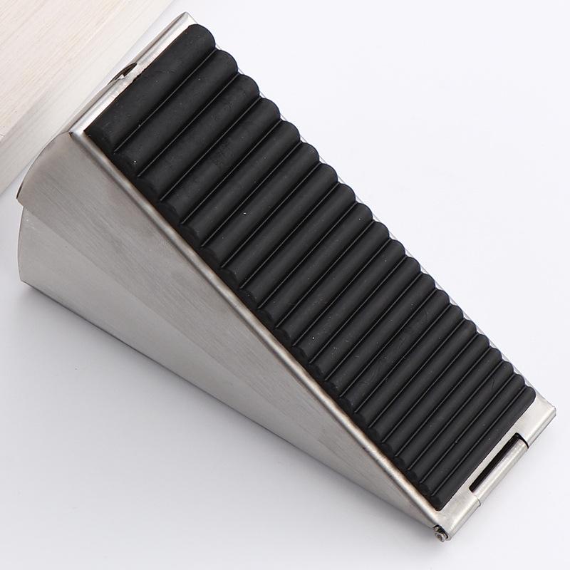 

304 Stainless Steel Raised Anti-Slip Rubber Door Stopper with Nail-Free Floor Mount and Anti-Collision Spring