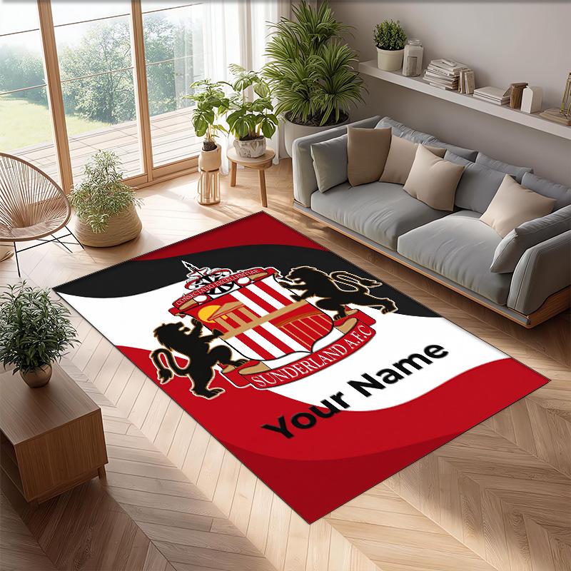 Sunderland FC Printed Crystal Velvet Rug Non‑Slip Crystal Velvet Carpet For Sofa Bedroom Indoor Home Decoration