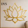 Acrylic Lotus Mirror Wall Sticker Sticker, Flower Decal, Zen Style Chinese Ornament Self Adhesive Decoration for Living Room Bedroom Yoga Studio