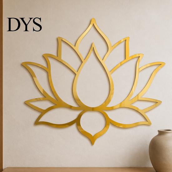Acrylic Lotus Mirror Wall Sticker Sticker, Flower Decal, Zen Style Chinese Ornament Self Adhesive Decoration for Living Room Bedroom Yoga Studio