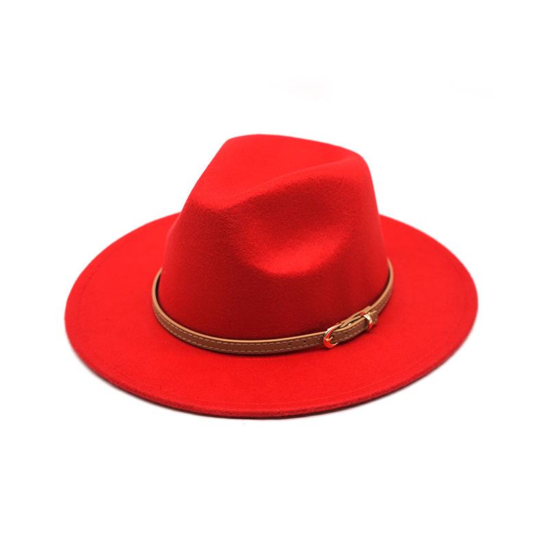 Autumn And Winter British Style Men And Women Woolen Soft Felt Hat Big Eave Hat Classic Khaki Belt Woolen Top Hat