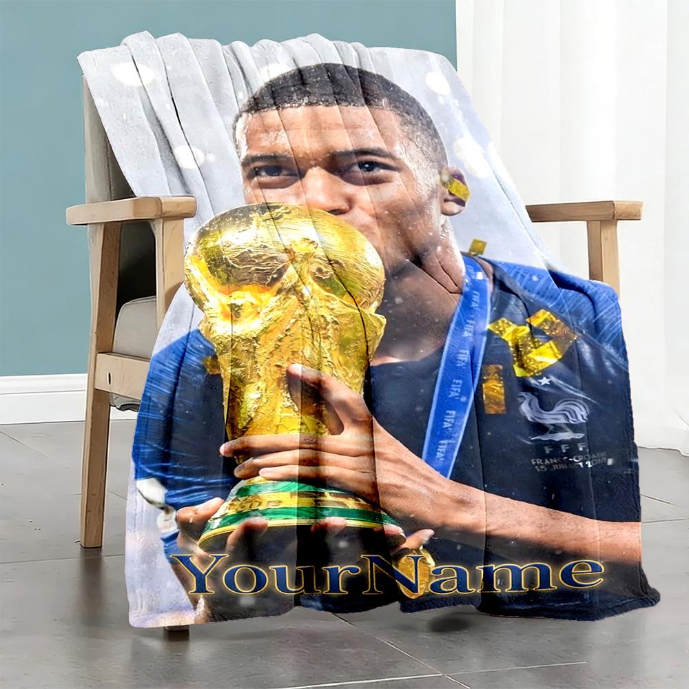 Mbappe 261 Personalisierte Namensdecke Überwurf Personalisierte Decke Langlebiger Komfort Vielseitig für Bettwäsche Strandnickerchen Bett Vier Jahreszeiten Mehrzweck