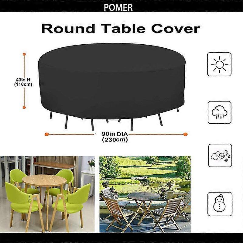 Round Garden Table Cover Cover Outdoor Garden Waterproof Anti-UV Oxford Robust Cover Garden Table and Chair 230X100CM