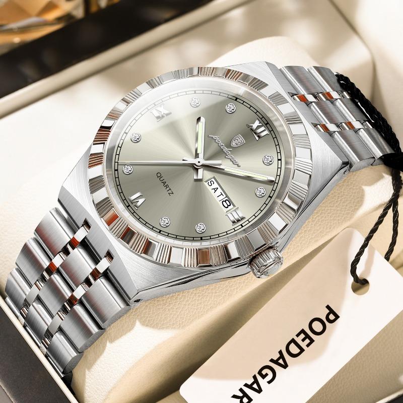 Top Brand Luxury Ultra-thin Men's Watch Diamond-encrusted Waterproof Quartz Luminous Wristwatch