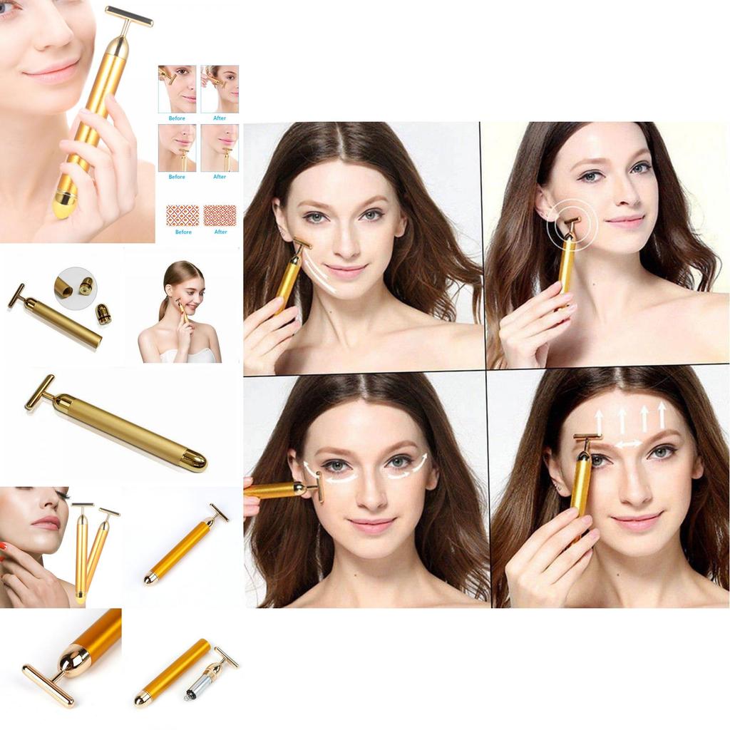 Premium Golden Facial Massage Wand Electric Face Massager Beauty Tool For Home And Spa Use