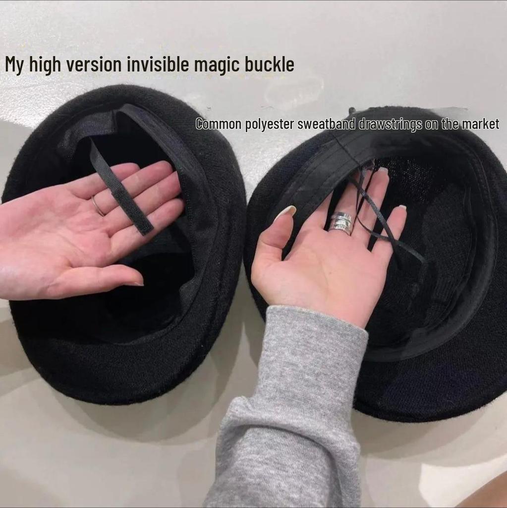 Women's Reversible Wool Beret - Warm Autumn/Winter Hat with Retro Style Logo