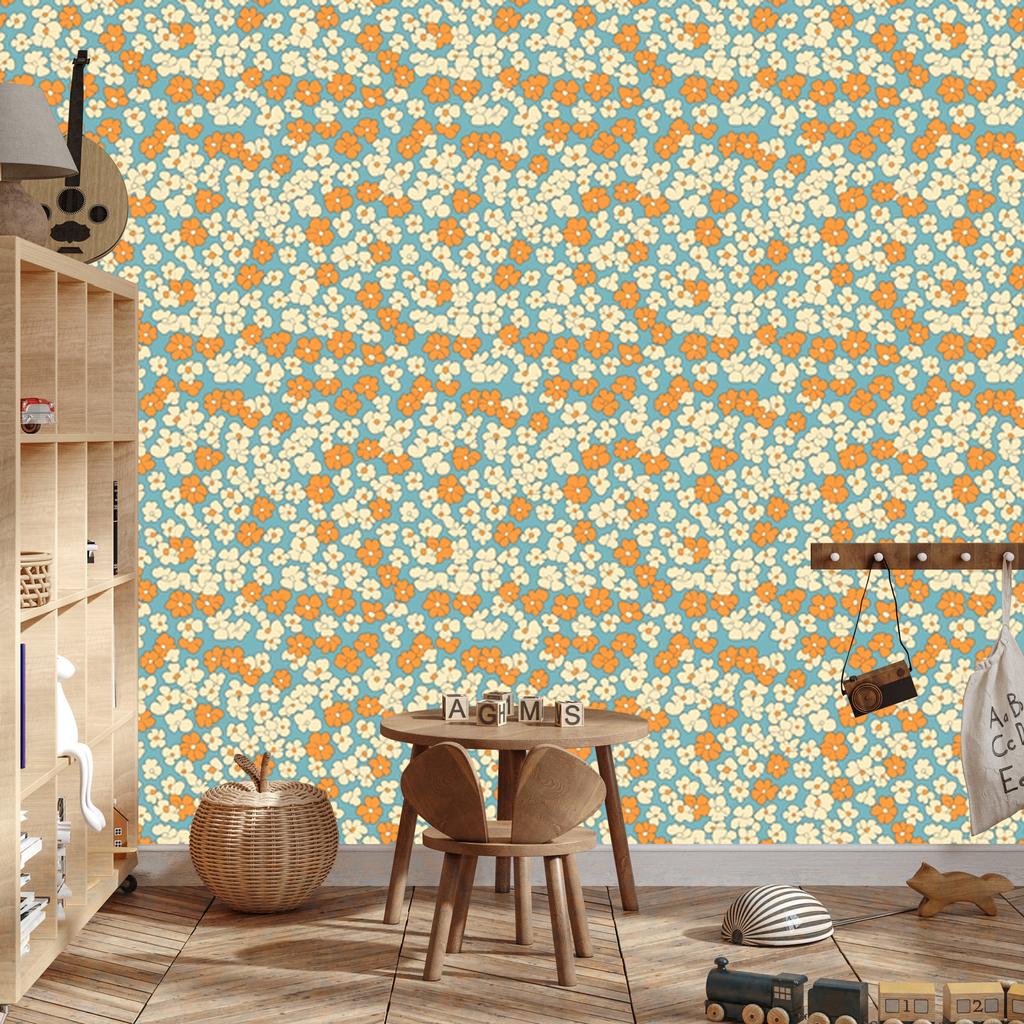 Cream and gold flowers wallpaper for living room and bedroom 50x1000