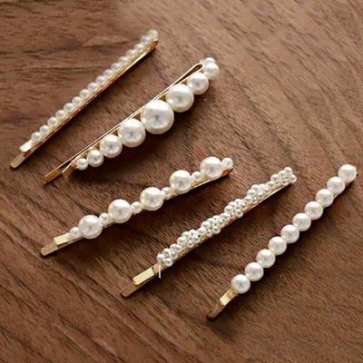 Mno Feminine Gold Color Pearl Point Silpin Set 5 Piece Hairpin Clip Hair Clip Daily Pin