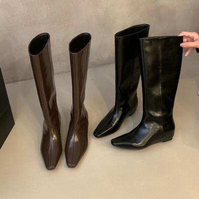 2025 Autumn and Winter New Tall Thin Knight Inner Slope Heel But Knee Knight Women's Boots
