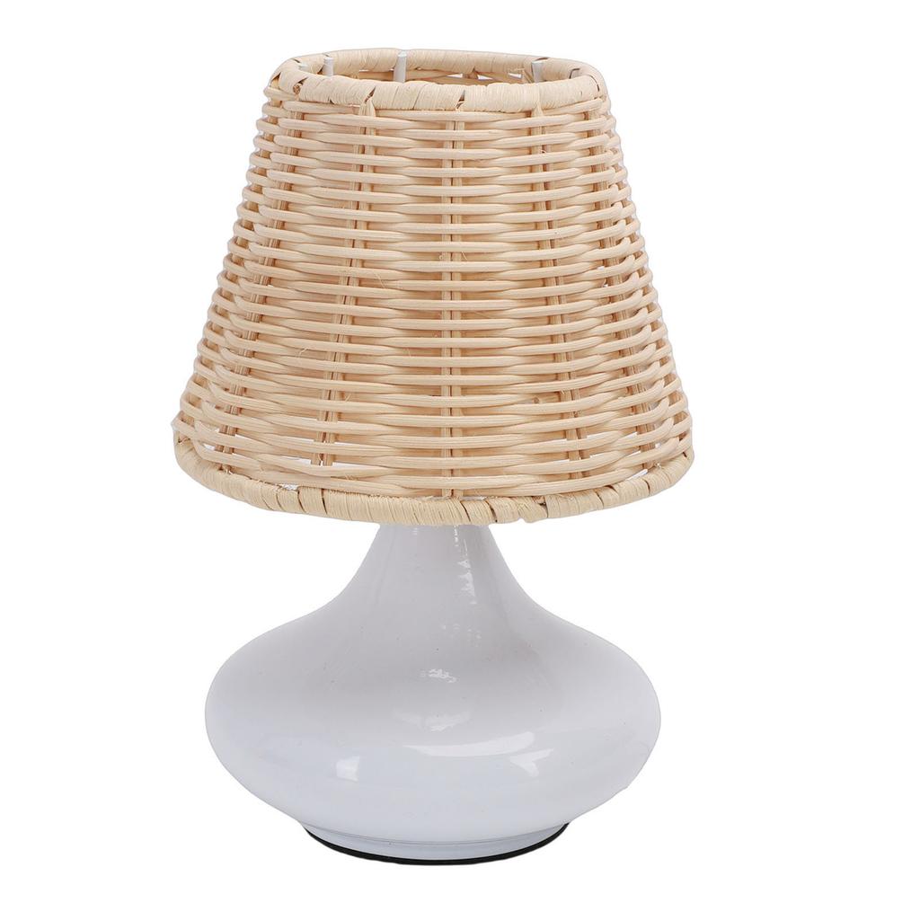 Rattan Nachttischlampe Vintage   Bambusoideae Gewebte Beistelltischlampe für Schlafzimmer Wohnzimmer