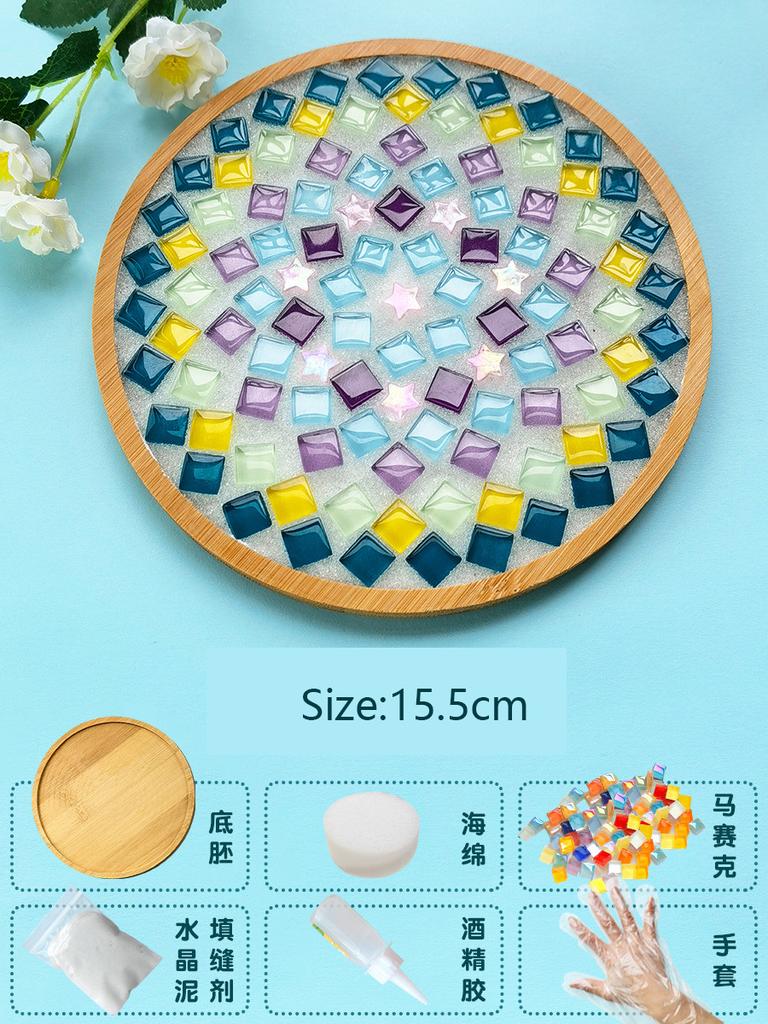 Bamboo Mosaic DIY Coasters Handmade Creative Material for Cup Mat Placemat Mosaic Crystal Craft Tool Kit Kids Gift