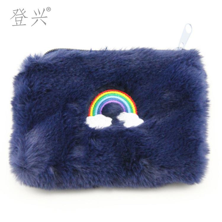 New Plush Rainbow Series Student Clutch Change Bag, Women's Long Clutch Bag