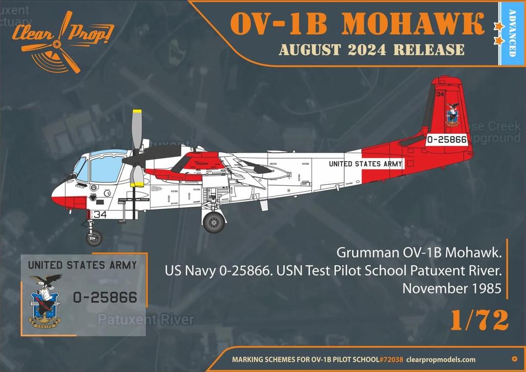 Clear Prop! 1/72 Scale U.S. OV-1B Mohawk Naval Test Pilot School Plastic Model Kit CPU72038