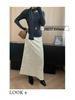 Sinan Retro High-Waist Luminous Velvet A-Line Skirt with Gold Snowflake Design