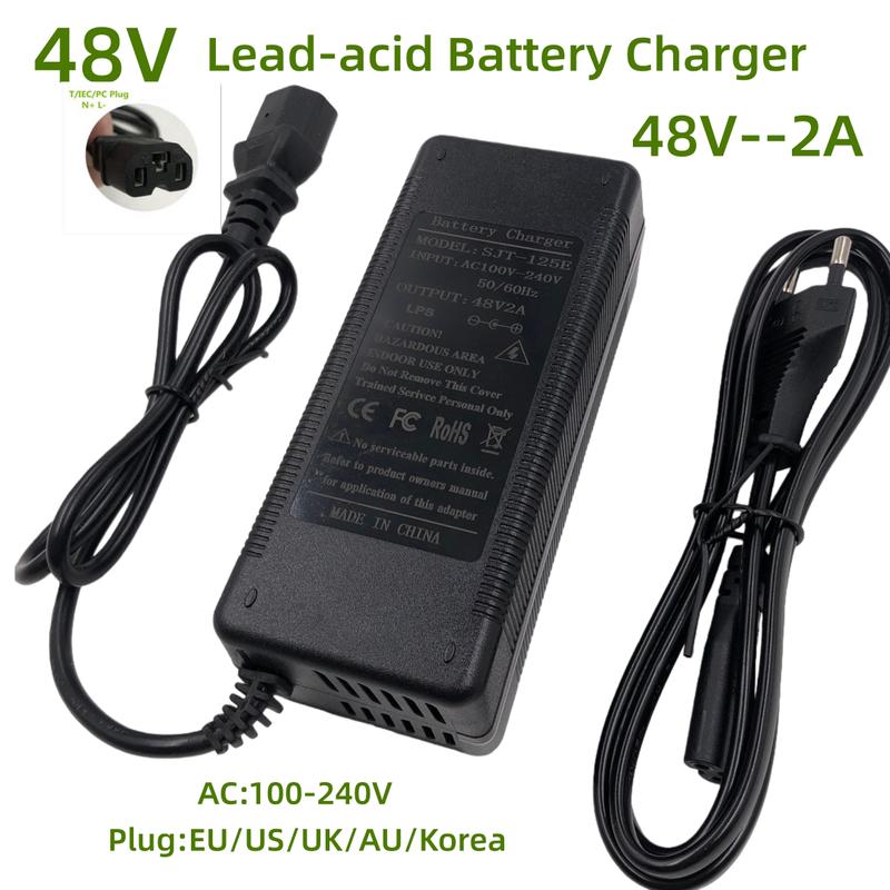 48V 2A Lead Acid Battery Charger For 48V 14AH12AH20AH32AH with Cooling Fan Good Quality PC/IEC Connector