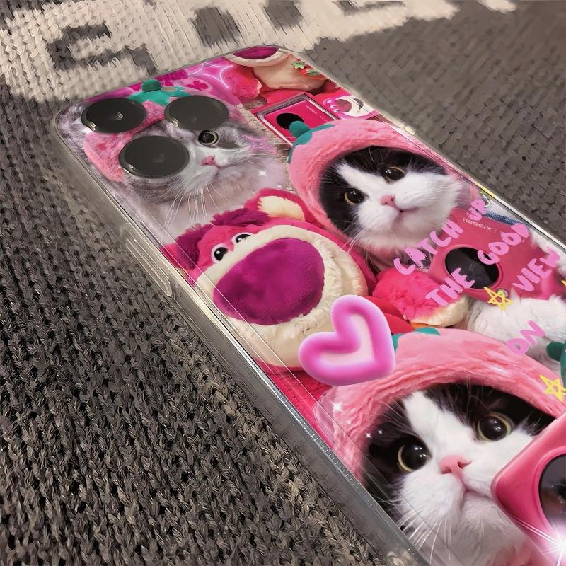 Strawberry Bear Cat New Mobile Phone Case All-inclusive for Apple 15Pro Mobile Phone Case 16/15/14/13/14PRO