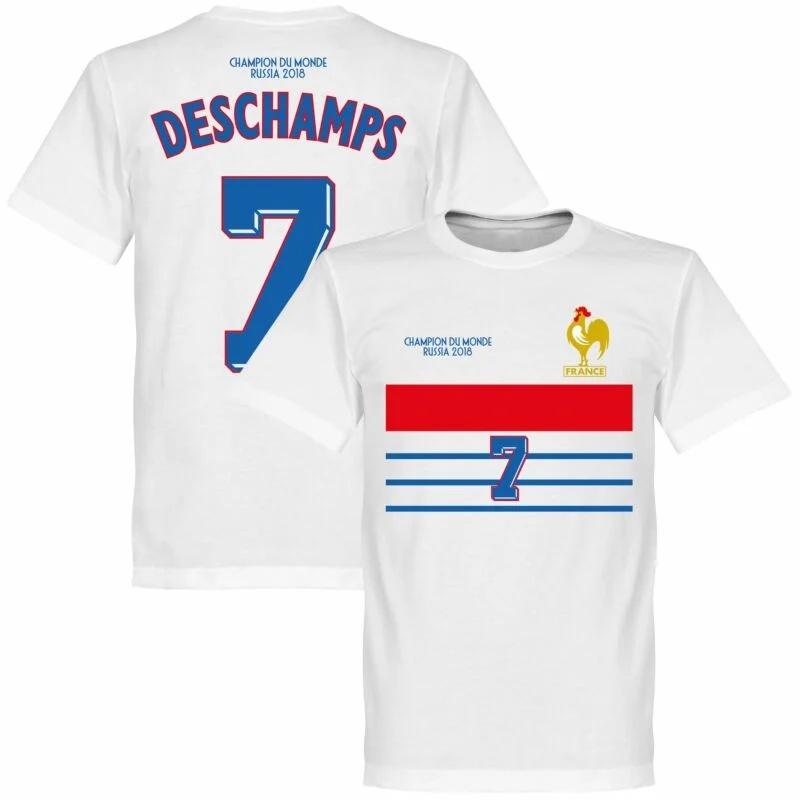 France Champions 98 Retro Deschamps 7 Cotton Printed T-shirt Men and Women Fashionable and Casual Football Enthusiast T-shirt