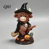 Durable Resin Statue Highland Cow Figurine, Halloween Witch Pumpkin Skull Statue, Scottish Decor Ornament for Calf Lovers, Shelf, Tiered Tray, Mantel,