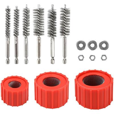 ABBP-Copper Pipe Cleaning Brush Set For Drill - 1/2", 3/4", 1" Tube Bore Brushes With Stainless Steel Bristles - Fits Copper