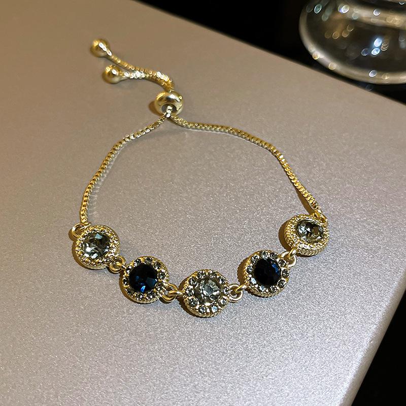 Pulsera Coreana de Zircón Esmeralda y Diamantes - Joyería de Amistad Brillante de Alta Gama para Mujeres a la Moda