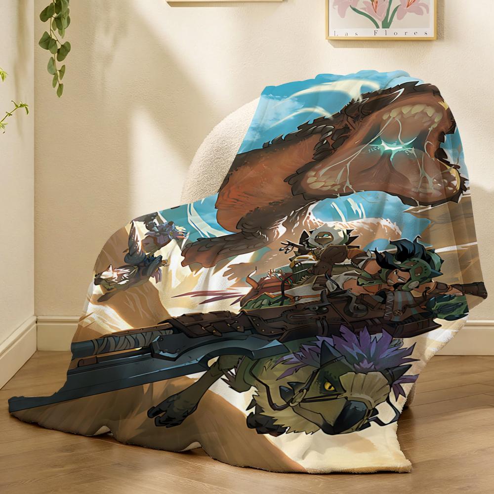 Monster Hunter Game Throw 240g Flannel Blanket, Suitable for Sofas, Beds, Offices,  Exquisite Gift Blankets