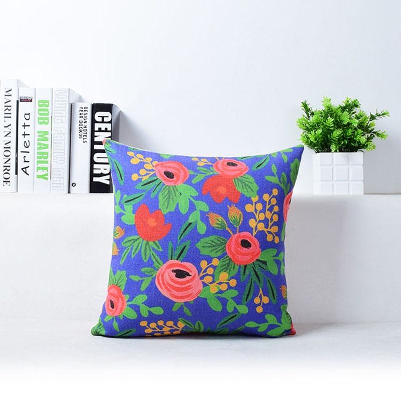 Exquisite Vivid Flower Floral Plants Linen Pillow Case For Decorative Cushion 18