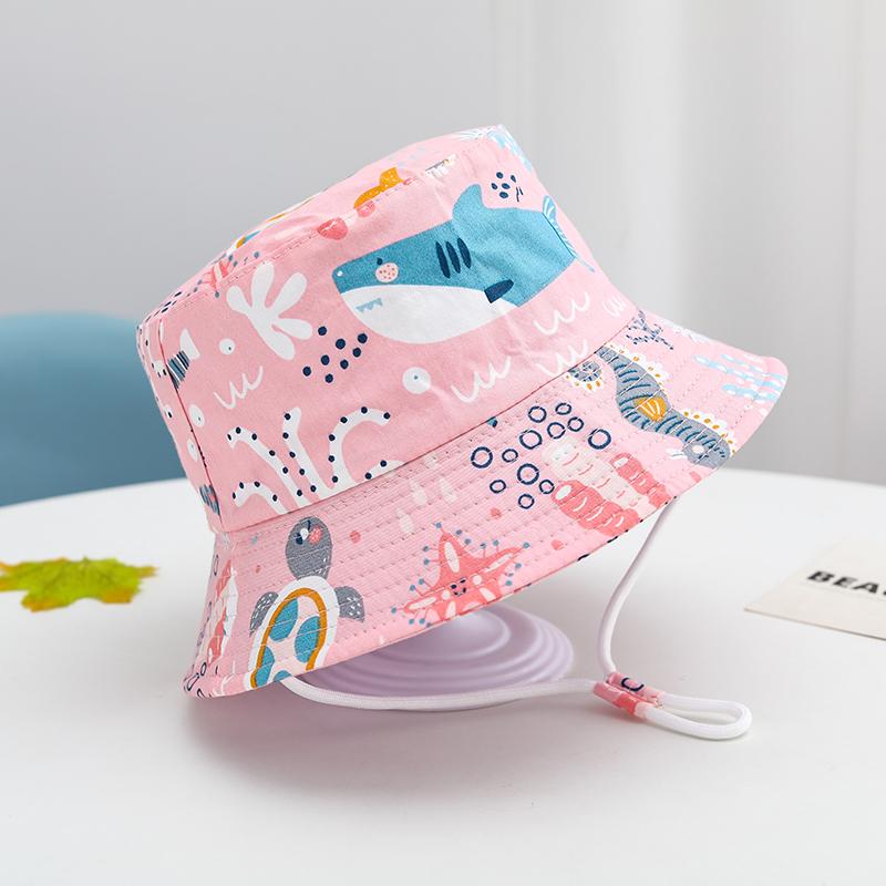 Summer Baby Hat Boy Girl Cotton Uv Protection Sun Cap Children Panama Beach Kids Bucket Hat Cute Cartoon Infant Caps