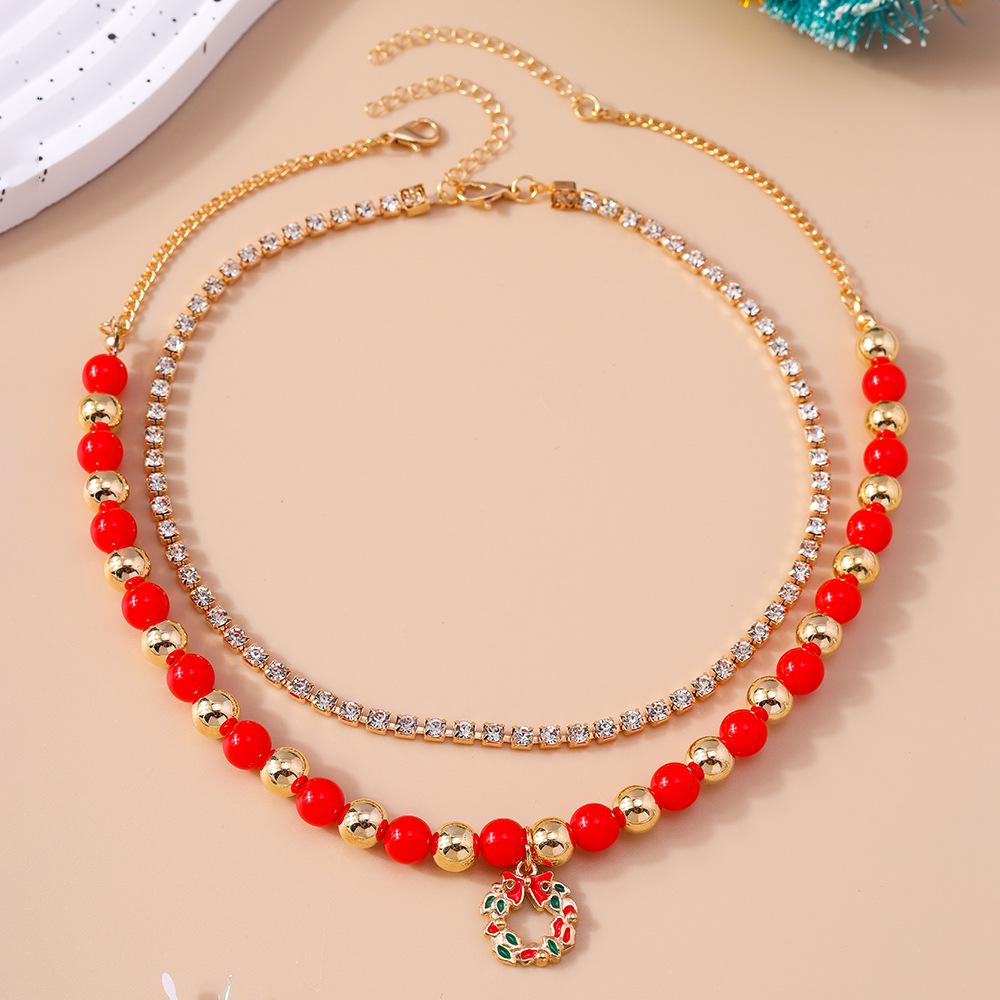 Christmas Tree & Wreath Necklace Set: Elegant European & American Fashion Clavicle Chain Jewelry