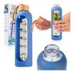 Garrafa de Vidro Para Água 1000 Ml Com Capa de Silicone (Cor Azul)