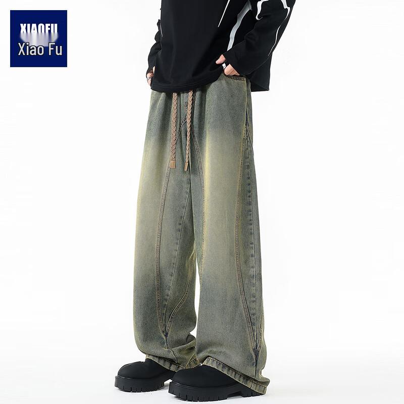 

Мужские джинсы деним большого размера с широкими штанинами и потертостями 3XL