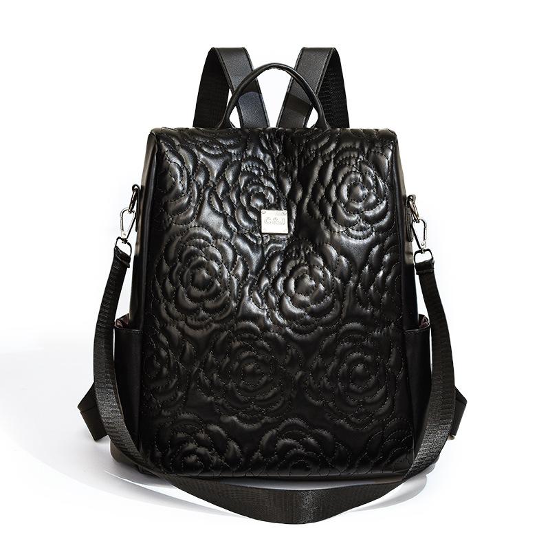 

Тисненый женский рюкзак с темпераментом чёрный