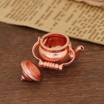 1:12 Dollhouse Miniature Kitchen Copper Mini Tea Pot Kettle Ornament Accessories