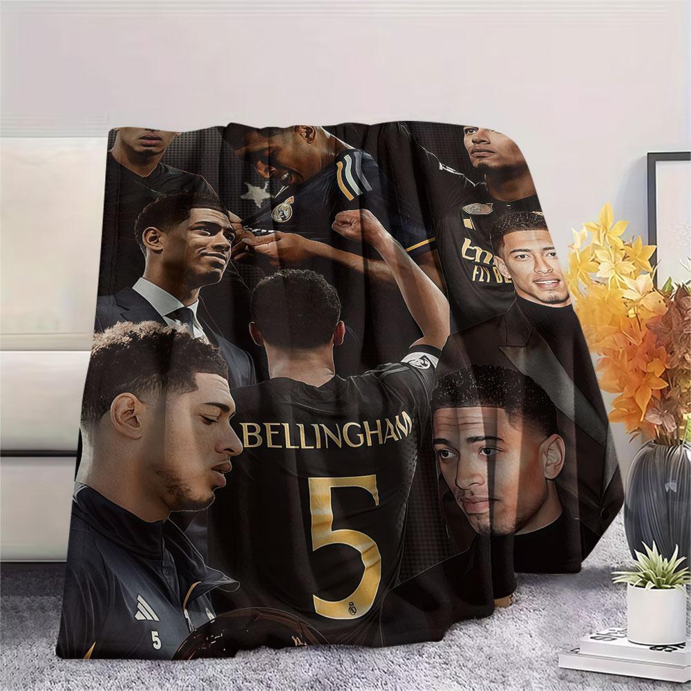 Jude Bellingham Printed Flannel Blanket, Soft Throw for Bedroom Sofa, Washable,soccer Fan Merchandise, Great Gift.