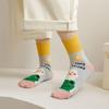 5 Pairs of Female Spring and Autumn Cartoon Green Frog Straight Plate Boneless Lovely Student Cotton Socks