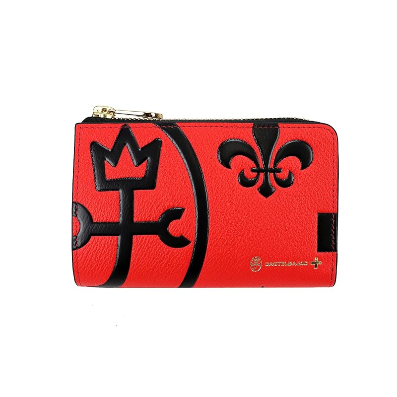 

[Castelbajac] Nezel bifold round zipper wallet middle size cowhide, Red