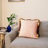 Velvet Cushion Cover with Gold Tassels Edge, Monochromatic Pillowcase, Decorative Sample Room, Bed and Sofa