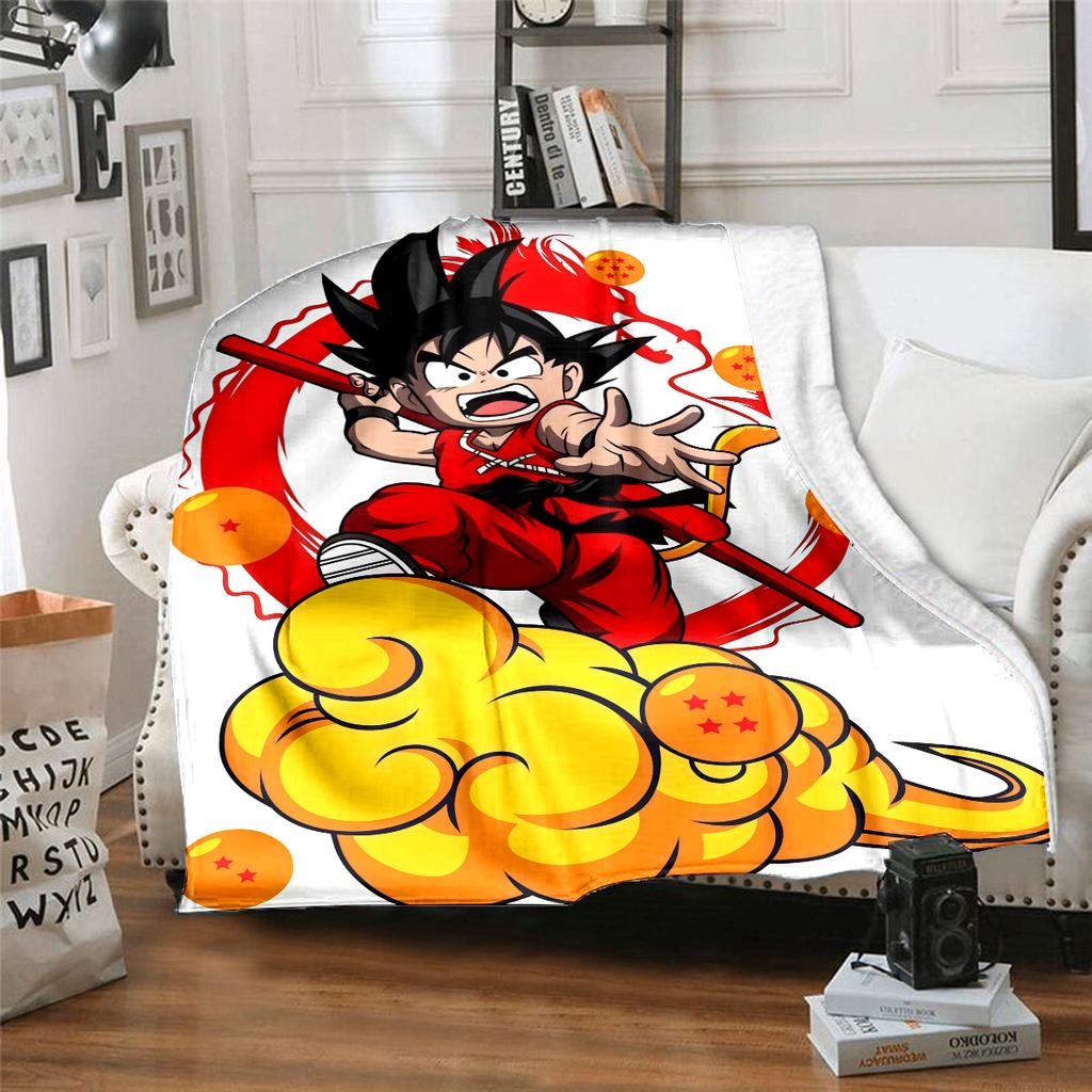 1 Stück Son Goku Druck Flanelldecke, Hohe Qualität für alle Jahreszeiten, Heimdekoration, Wärme und Komfort, Perfekt für Weihnachtsgeschenke
