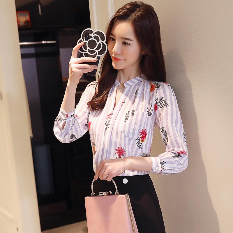 

SURWENYUE модные шифоновые блузки с длинным рукавом OL блузки женские топы шифоновая блузка женская рубашка M