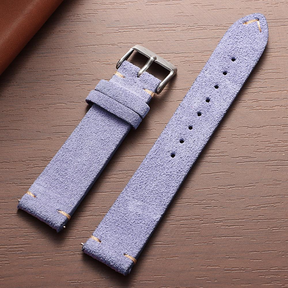14mm 16mm 18mm 20mm 22mm Zamszowy Pasek do Zegarka Szary Vintage Pasek Zamienny Bransoletka Ręcznie Szyty Pasek do Zegarka dla Oris