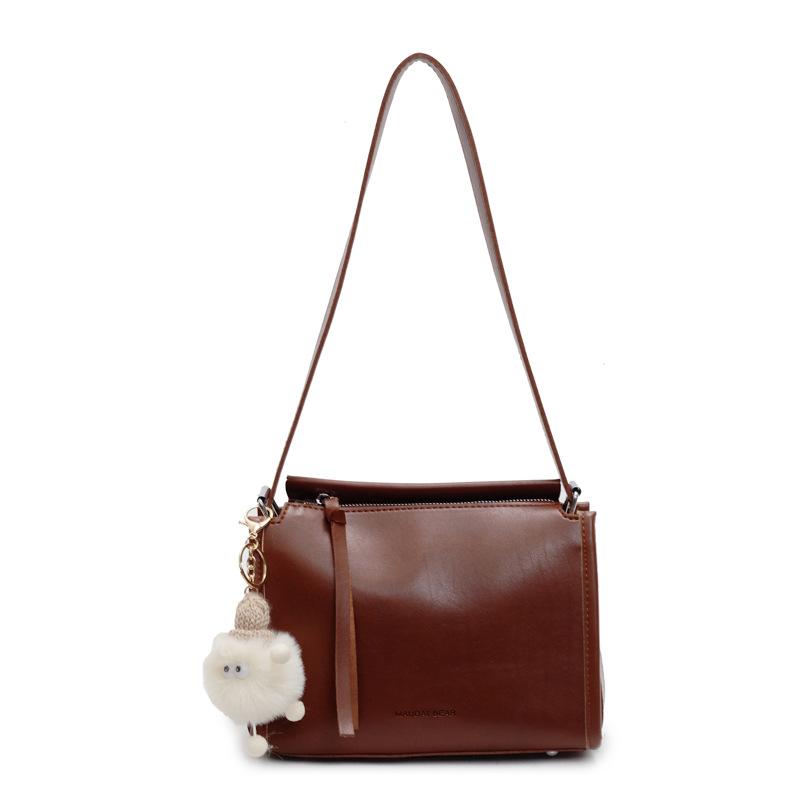 

Summer new versatile niche messenger bag women s solid color shoulder bag коричневый