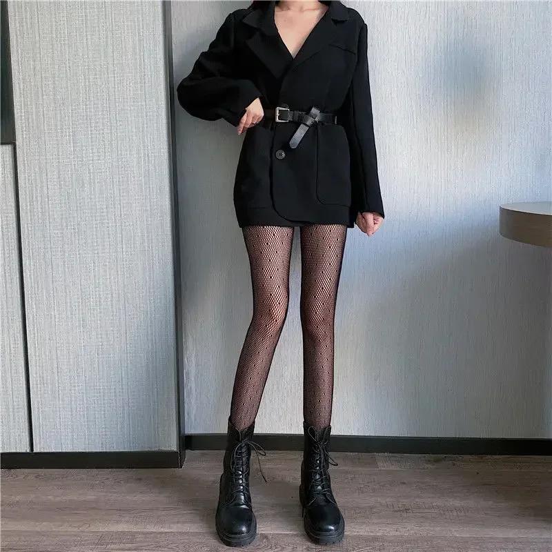 Sexy Women Sheer Pantyhose Tights Seamless Fishnet Nylon Polka Dot Print Black Tight Fish Net Body Stockings Female Hosiery
