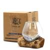 Schmelzglas-Schale auf Holzsockel