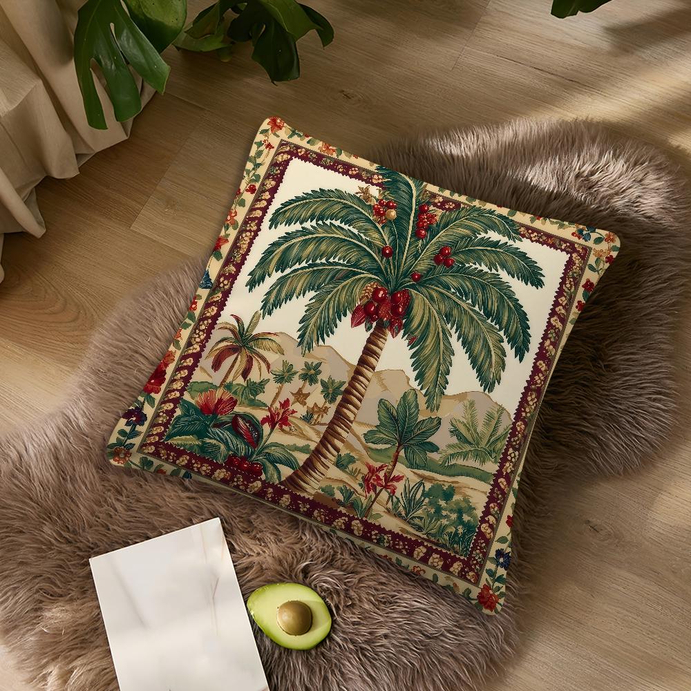 D Flat Printed Palm Tree cushion cover Pillowcase DoubleSided Printing Sofa Cushion Bedroom Bedside PillowCover